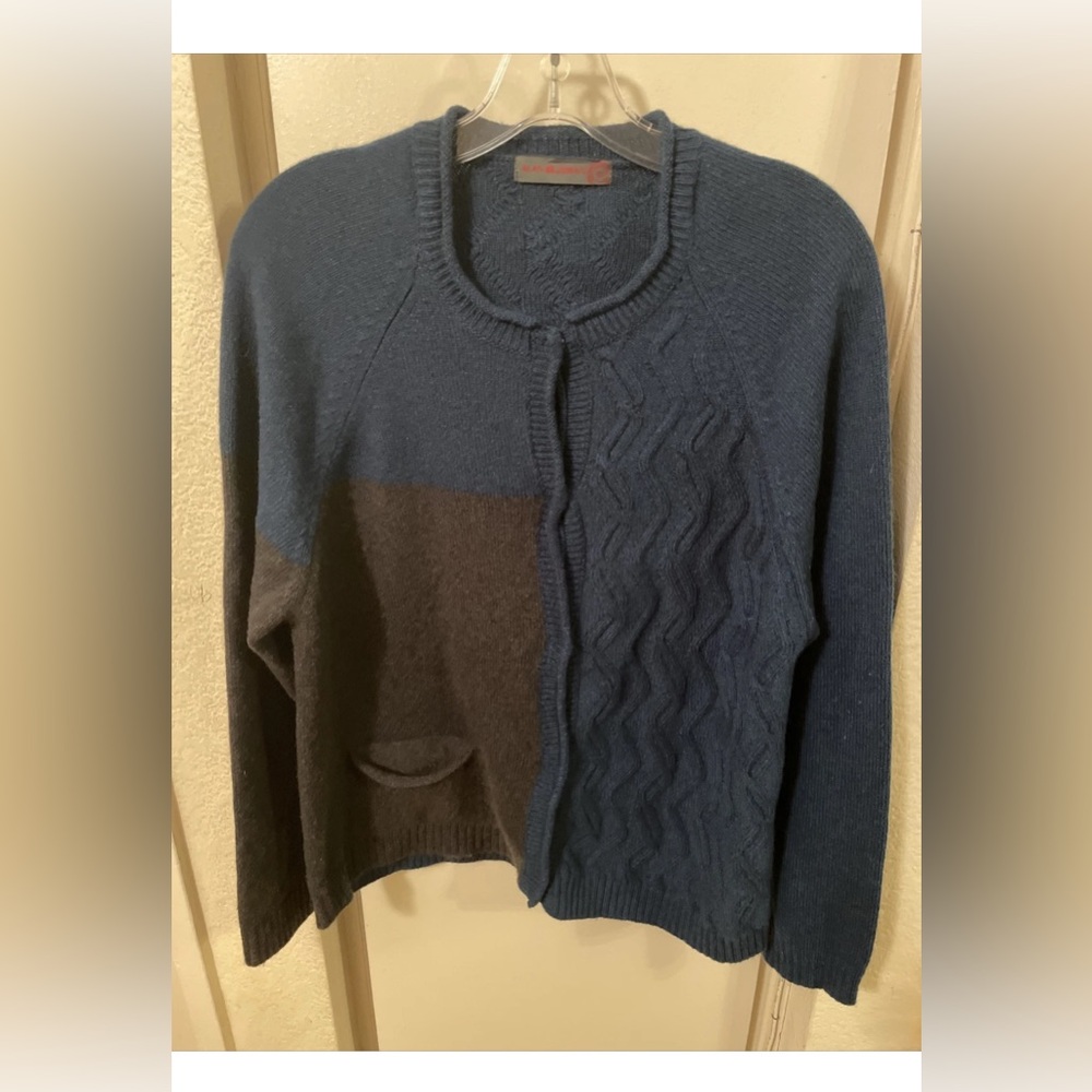 alan bilzerian cashmere gray blue cardigan sz L